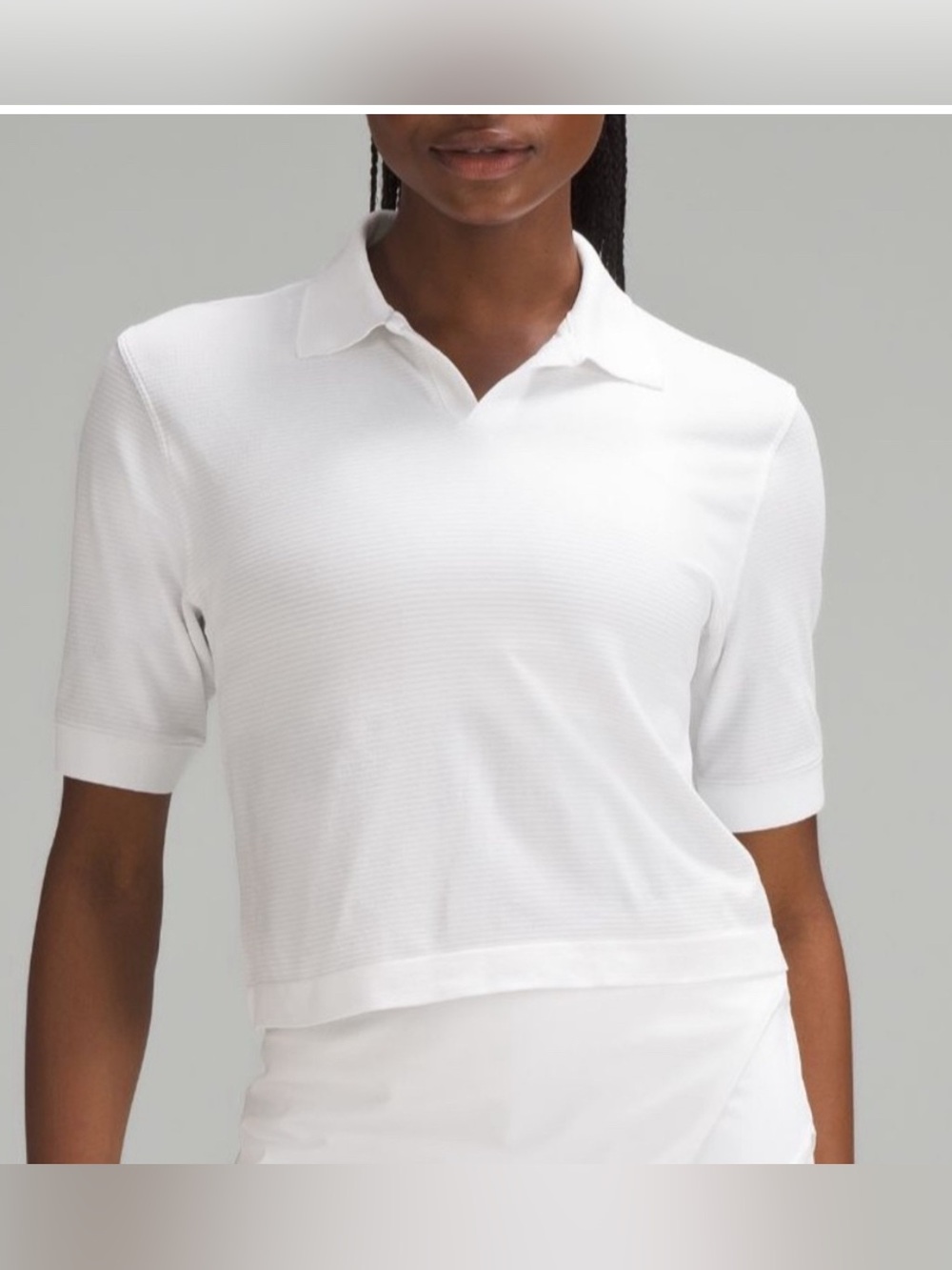 Lululemon White Swiftly Tech Relaxed-Fit Polo Shirt Size 6 crop tee top